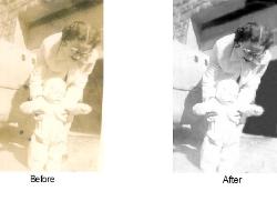 Late 50's photo that had suffered sun spotting and faded coloring